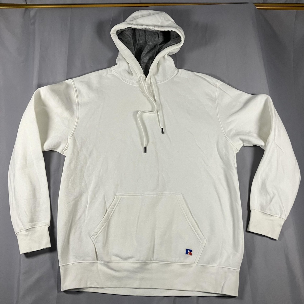 Russell Athletic Pullover Hoodie Sweatshirt Mens XL White Hamsa Hand‎ Graphic